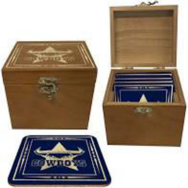 Picture of Cowboys Cork Coasters in Timber Box