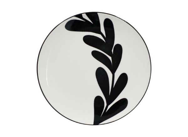 Picture of Tapas Plate Black & White Leaf